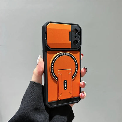 Bracket Holder Lens Protection For Magsafe Case For iPhone 17 16 13 15 14 11 12 Pro Max Plus 16e Shockproof Cases For iPhone Air
