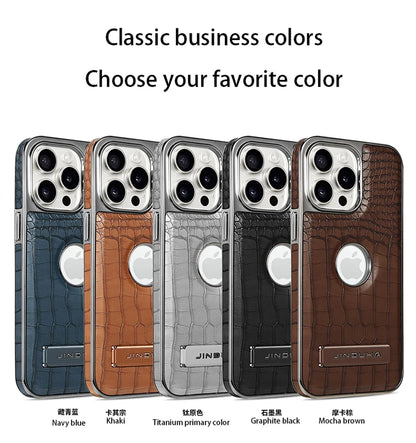 Crocodile Pattern Leather invisible Kickstand Magnetic Case For iPhone 15 16 Pro Max 14 Plus 13 12 Wireless Charging For Magsafe