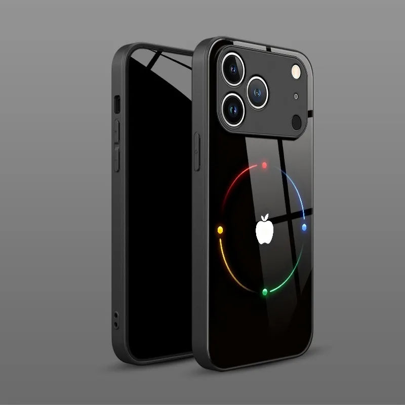 Colorful Halo For Apple Pattern Tempered Glass Phone Case For iPhone 17 16 15 14 13 12 11 Pro Max 17 Air 7 8 Plus XR XS X Cover