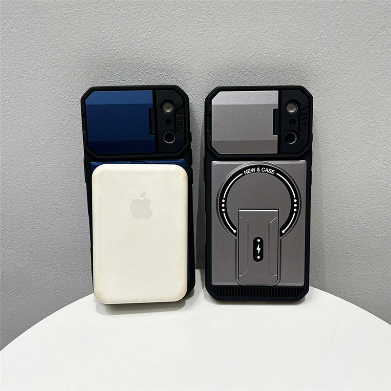 Bracket Holder Lens Protection For Magsafe Case For iPhone 17 16 13 15 14 11 12 Pro Max Plus 16e Shockproof Cases For iPhone Air