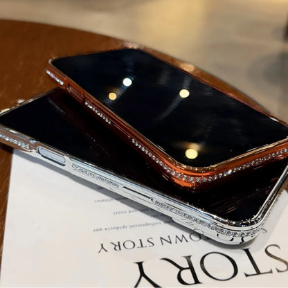 Luxury Rhinestone Heart Mirror Stand Phone Case for iPhone 11 12 13 14 15 16 17 Pro Max Fall Protection Back Cover