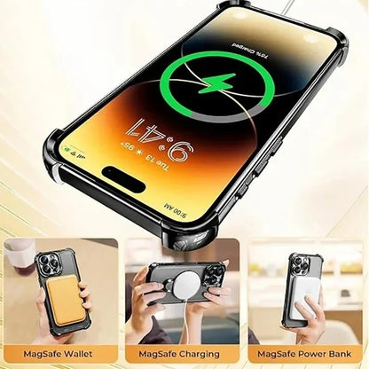 Magnetic Bracket Clear Case For iPhone 13 12 11 14 15 16 17 Pro Max Plus Air E For Magsafe With Holder Stand Shockproof Cover