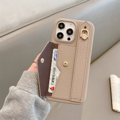 Wrist Strap Wallet Leather Case For iPhone 15 14 13 12 11 Pro Max Luxury Card Holder Protective Cover