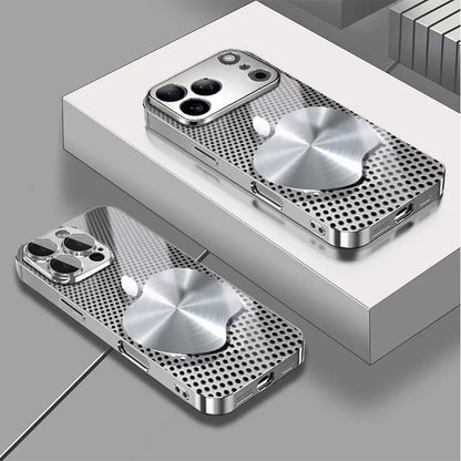 Metal Mesh For Apple Texture Pattern Glass Electroplated Phone Case For iPhone 17 16 15 14 13 12 11 Pro Max Plus 16E 17Air Cover