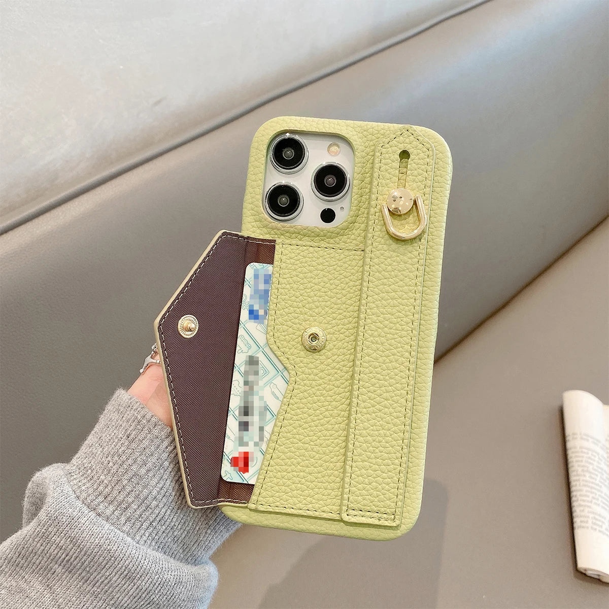Wrist Strap Wallet Leather Case For iPhone 15 14 13 12 11 Pro Max Luxury Card Holder Protective Cover